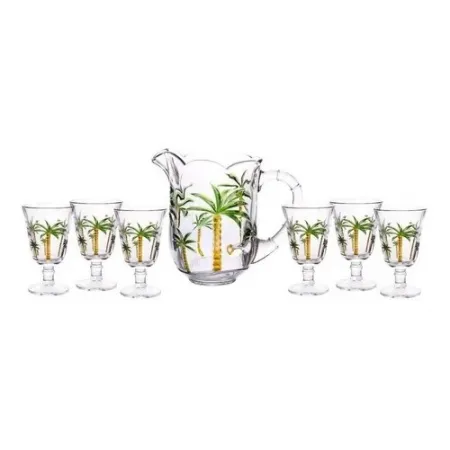 Conjunto De Jarra E Taças Palm Hand Painting Cristal 7 Peças - Lyor - Imagem 6