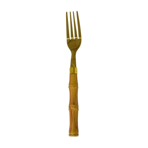 Faqueiro 24 peças Dourado Com Cabo De Bambu Tropical- Casambiente - Imagem 2